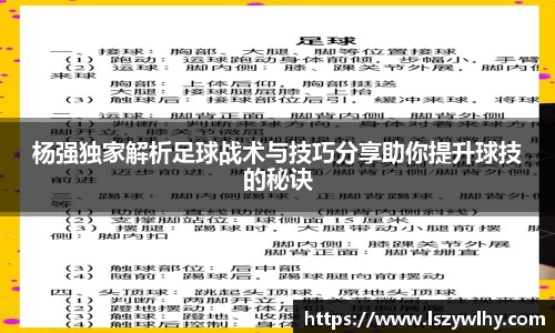 杨强独家解析足球战术与技巧分享助你提升球技的秘诀